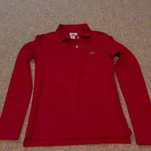 New Lacoste red long sleeve polo size 34 S/M